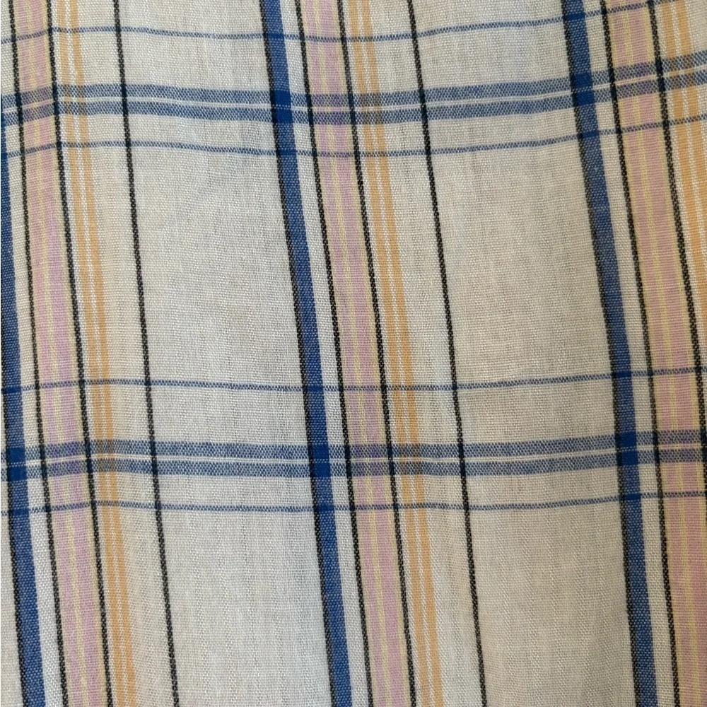 Anthropologie Maeve Plaid Peplum Ruffle Hem Top White Sz 6 preppy sku 520 - Picture 7 of 7